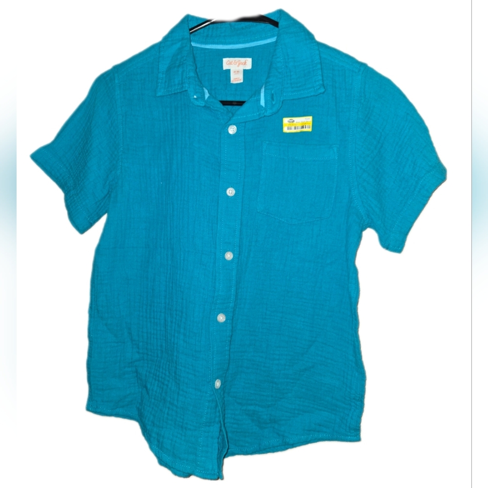 Cat & Jack Boys Blue Button Up Shirt